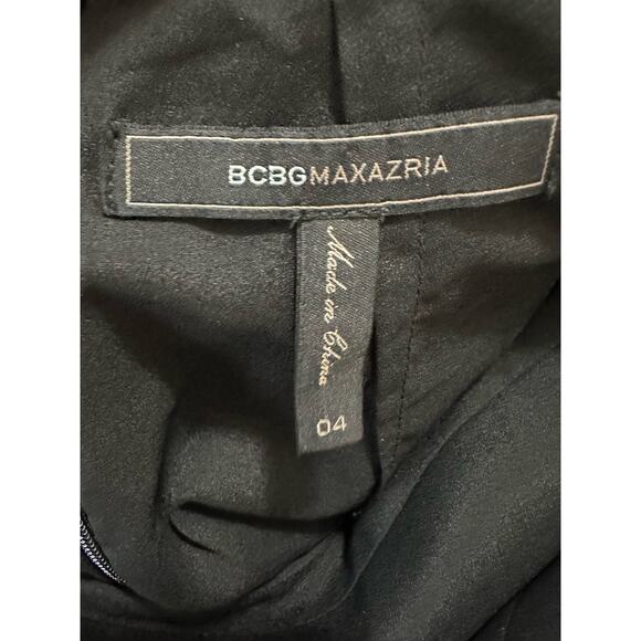 BCBGMAXAZRIA black open back lace detail ruffled party dress size 4 - Picture 3 of 16